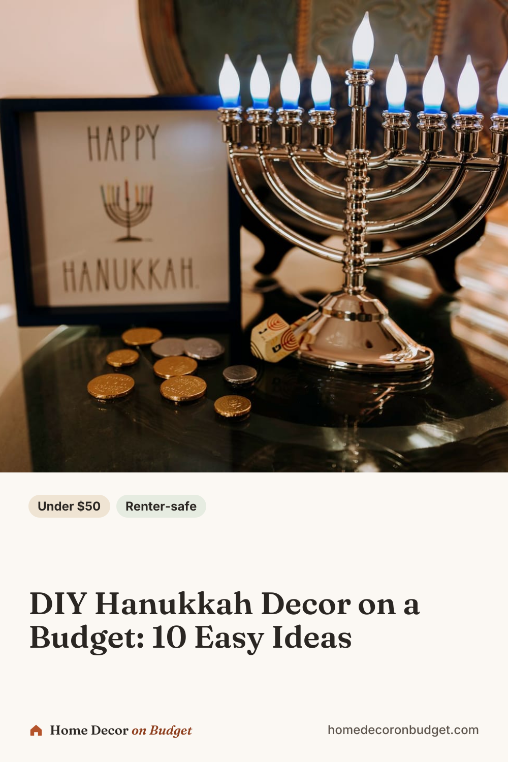 Pinterest pin: DIY Hanukkah Decor on a Budget: 10 Easy Ideas