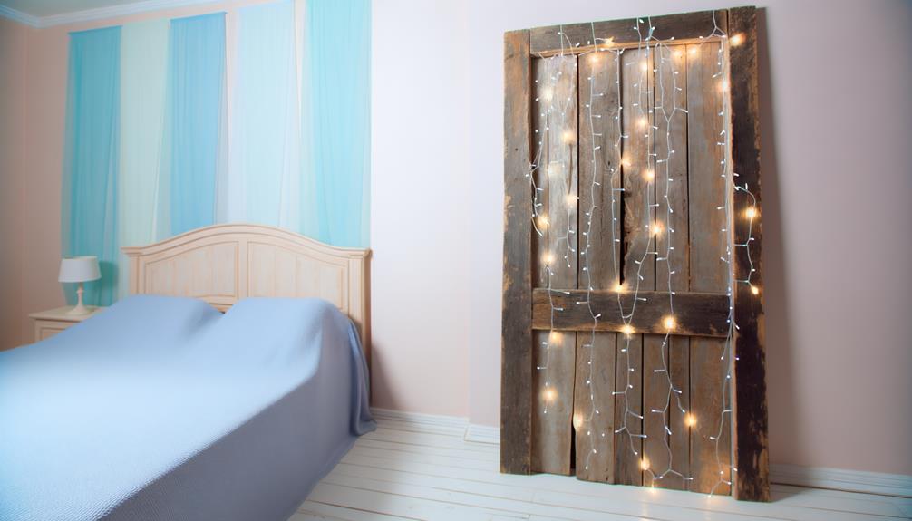 repurpose door into headboard